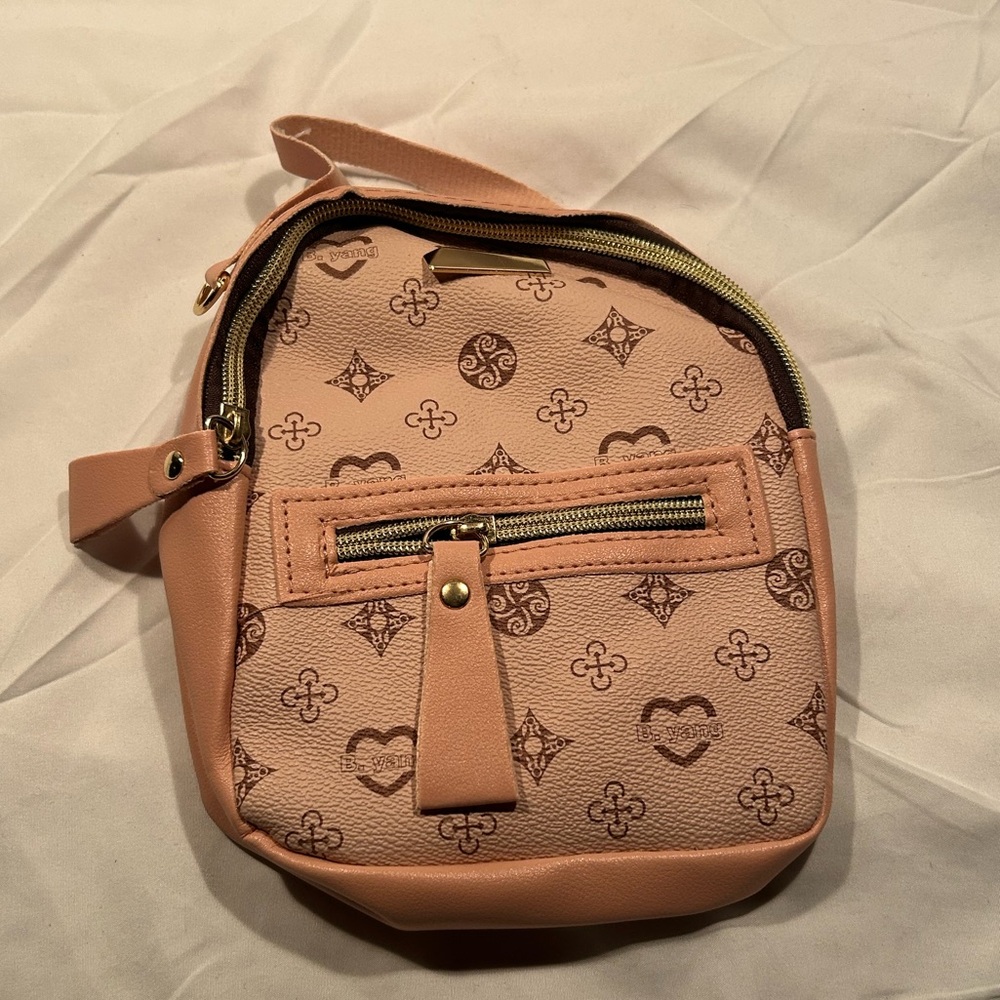 NWT Pink Patterned Women's Faux Leather Backpack Purse